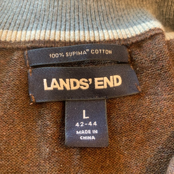 Lands' End Bedford Rib Quarter Zip Sweater Fine-Gauge Supima Cotton Sz L - Picture 2 of 4